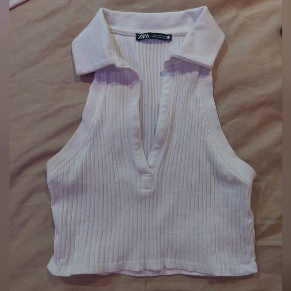 ZARA - Ribbed Polo Crop Top - Picture 7 of 7